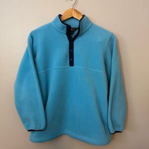 L.L. Bean Kids Large‎ 14-16 Blue Fleece Pullover T-Snap Shirt Boys Girls Outdoor